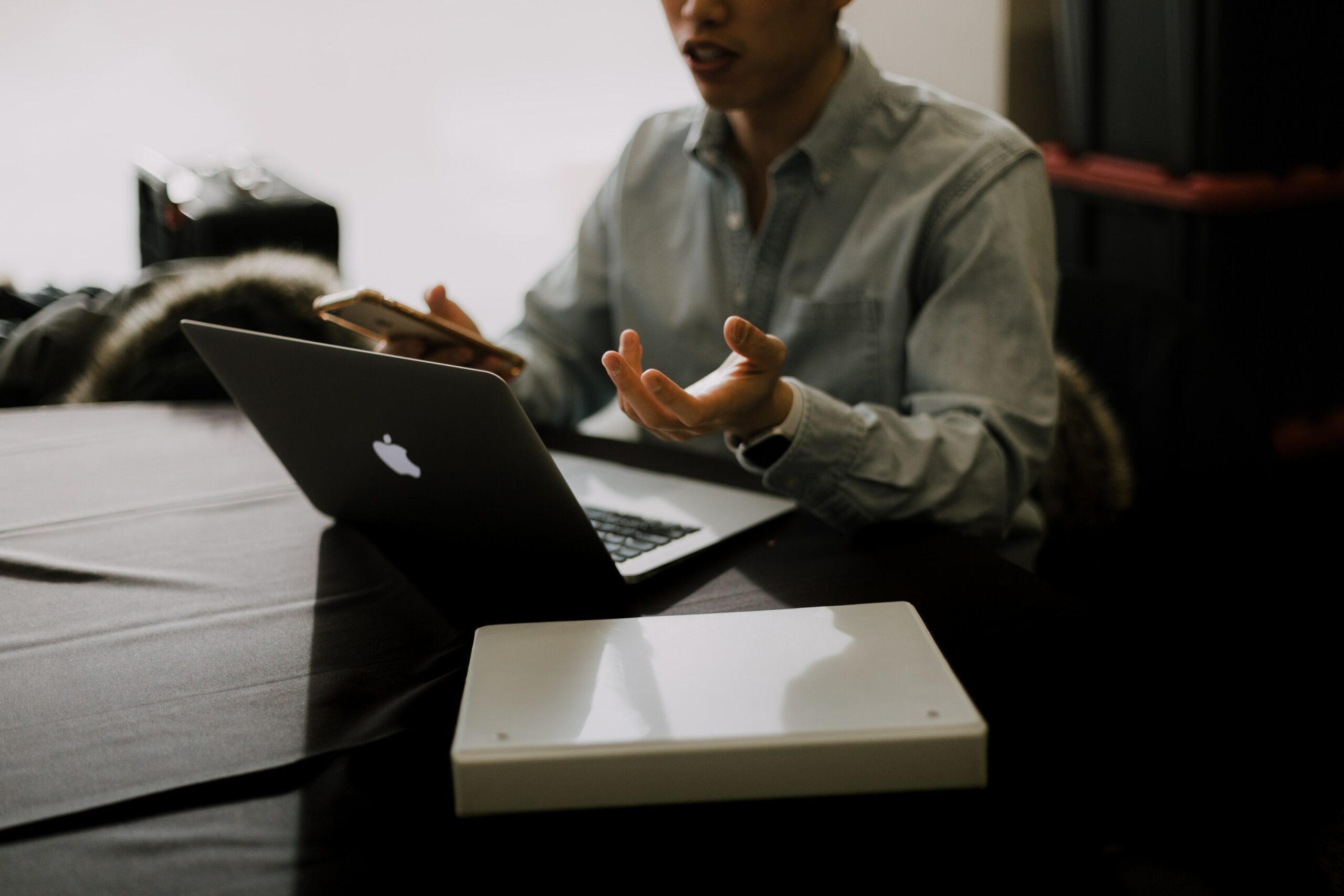 person sitting at computer